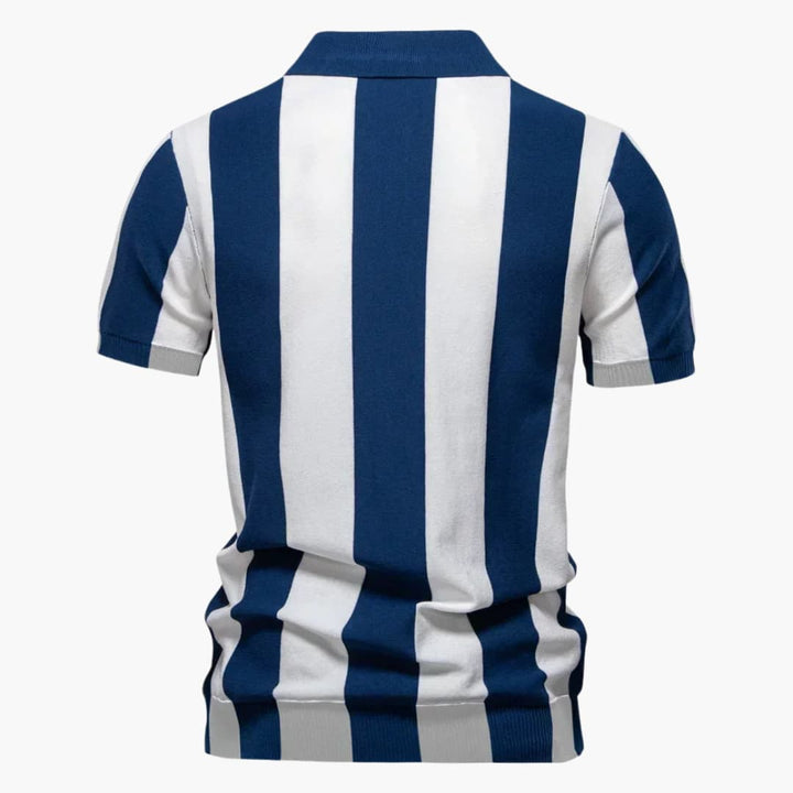 SwissFellas Herren Poloshirt mit Reissverschluss und Streifenmuster, reguläre Passform