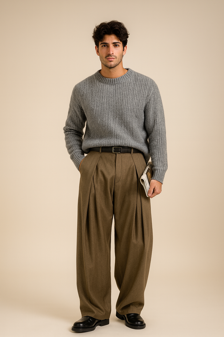 Silas | Herren Bundfaltenhose mit weitem Bein