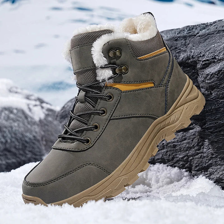 Winterstiefel für Herren mit Faux-Fur-Futter - grau