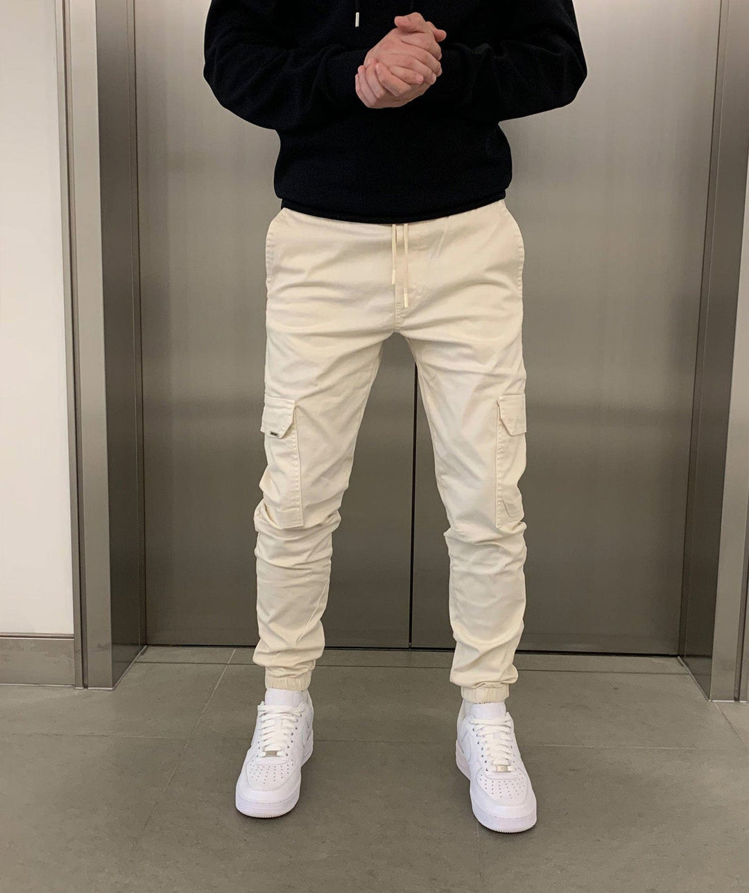 Cargo-Jogger für Herren mit elastischem Bund - beige