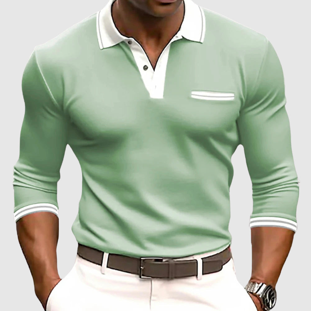 Roberto | Herren Langarm Polo mit Kontrastdetails