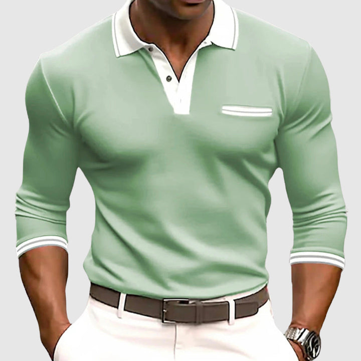 Roberto | Herren Langarm Polo mit Kontrastdetails