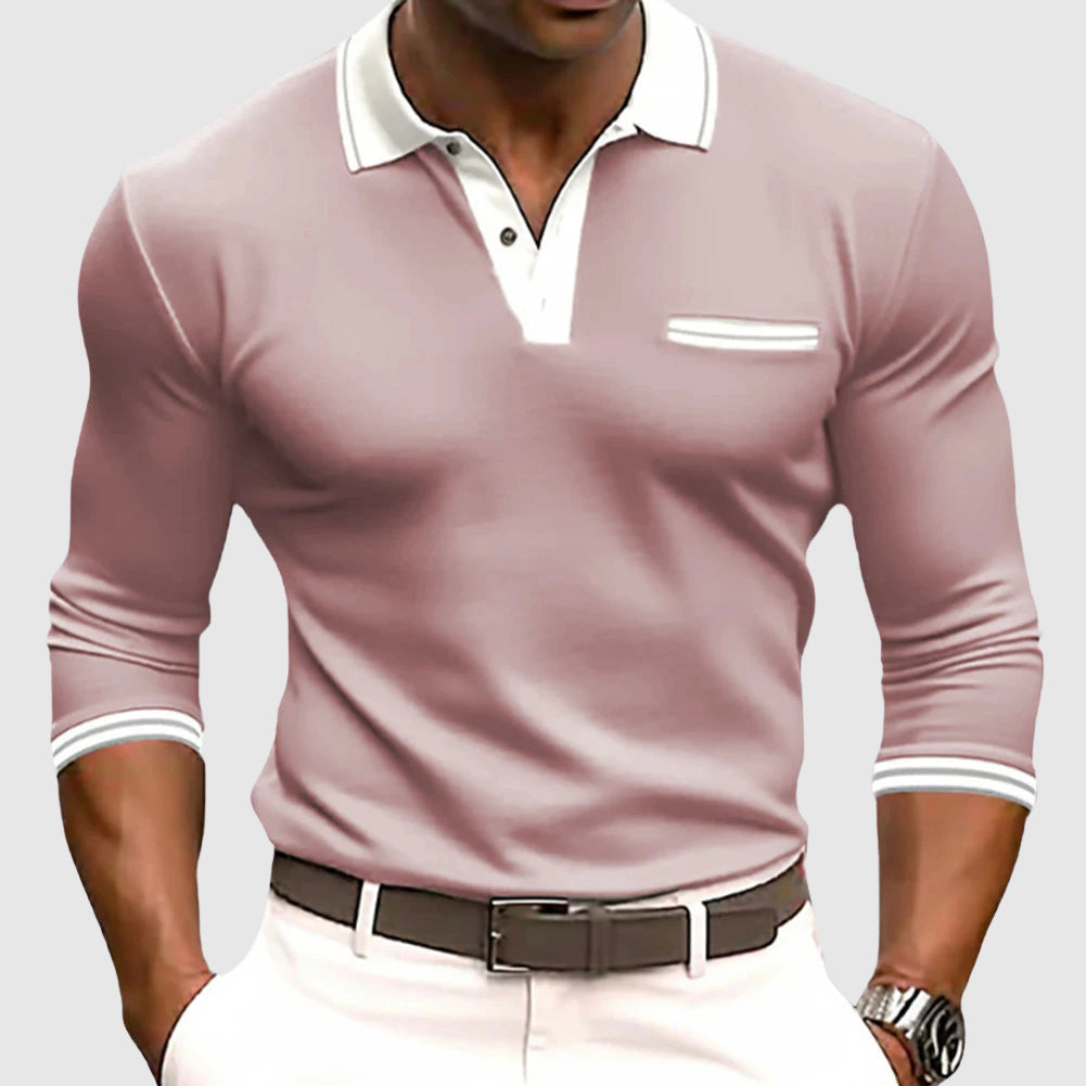 Roberto | Herren Langarm Polo mit Kontrastdetails