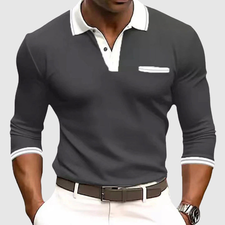 Roberto | Herren Langarm Polo mit Kontrastdetails