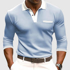 Roberto | Men's Long-Sleeve Polo Shirt with Contrast Details