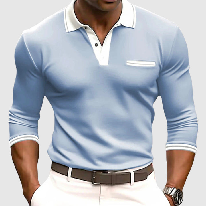 Roberto | Herren Langarm Polo mit Kontrastdetails