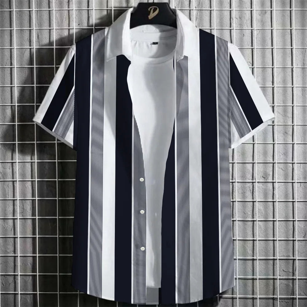 Matteo | Hawaii Hemd mit Streifen Print