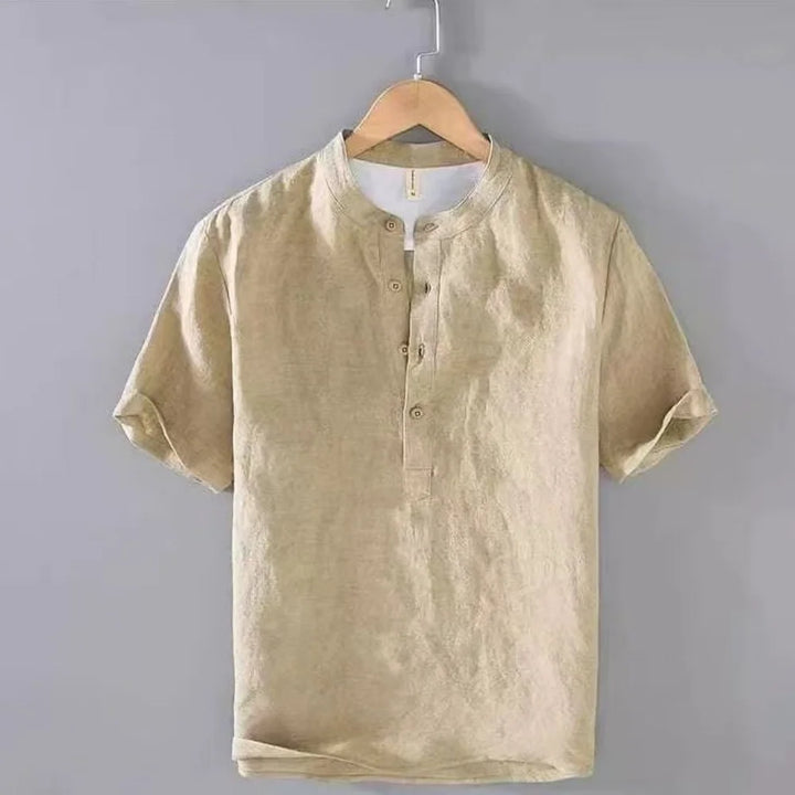 Herren Henley-T-Shirt | Kurze Ärmel und V-Ausschnitt mit Knopfleiste | Lässiger Reisestil