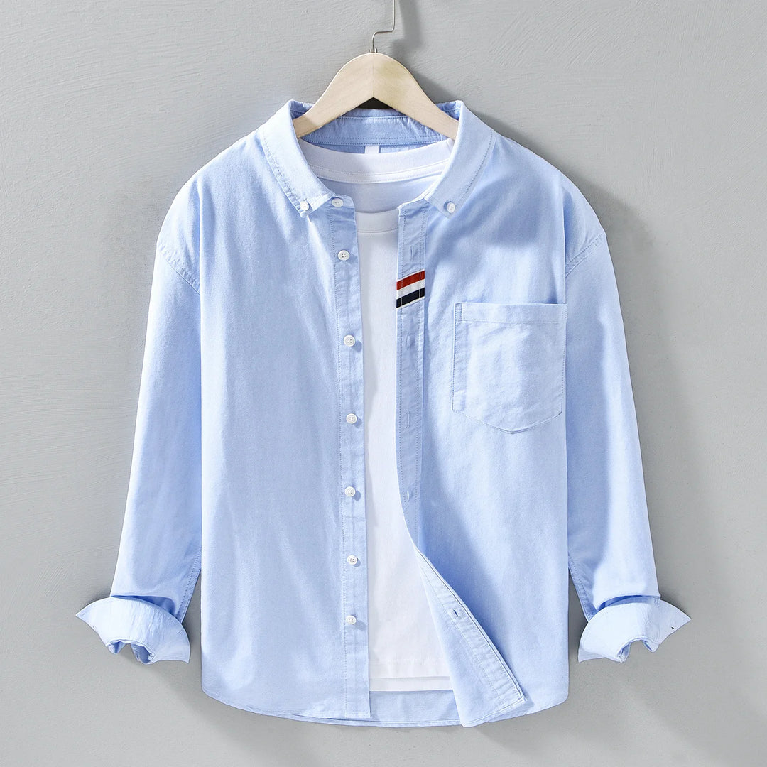 SwissFellas Herren Langarmhemd im klassischen Button-Up-Stil, reguläre Passform