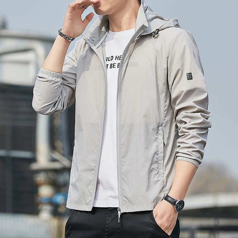 Herren Freizeit Windjacke | Kapuzenjacke mit Reissverschluss | Reguläre Passform | Outdoor Freizeitstil