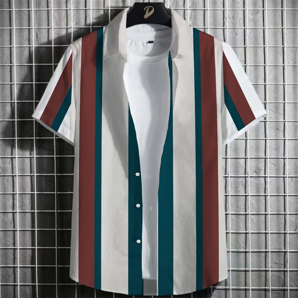 Matteo | Hawaii Hemd mit Streifen Print
