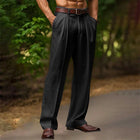 Herren Anzughose mit hoher Taille und Falten | Seitentaschen