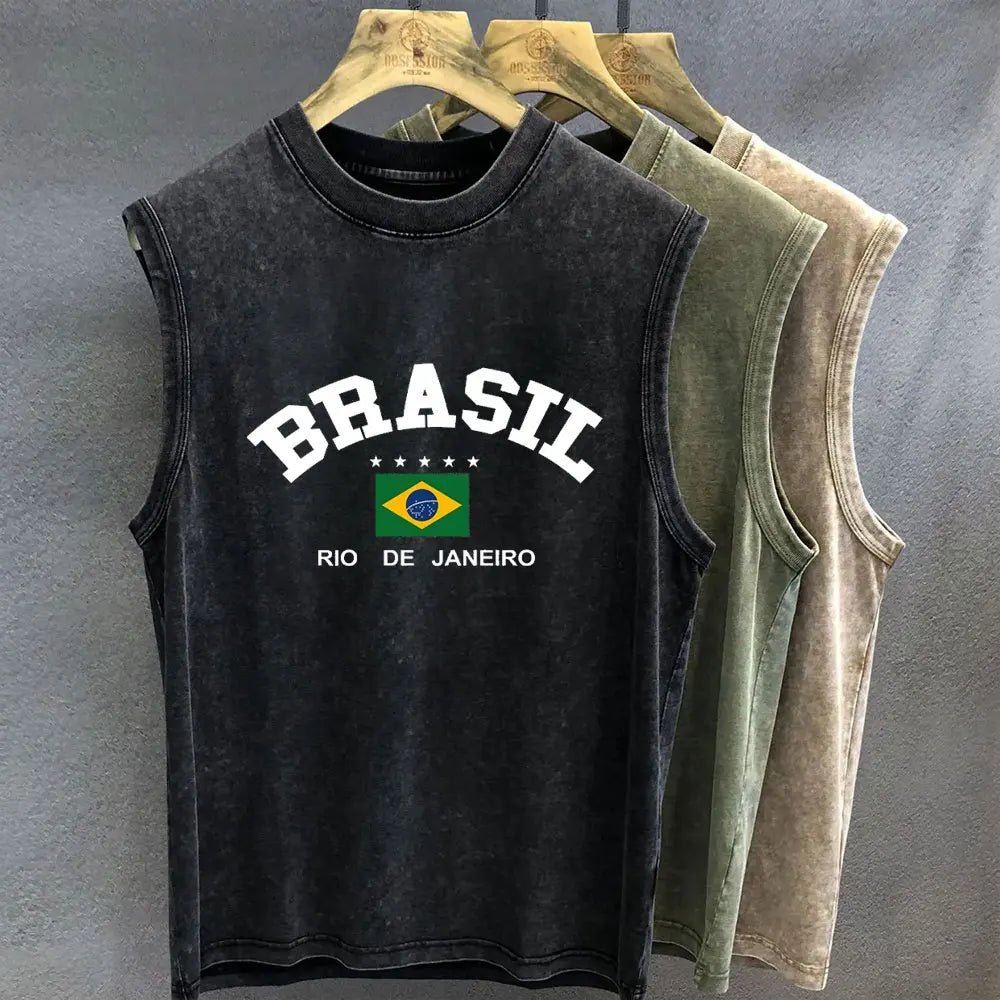 Herren Tank Top mit Schriftzug | Bequeme Passform Ärmelloses Shirt | Printdesign | Freizeit Streetwear Look