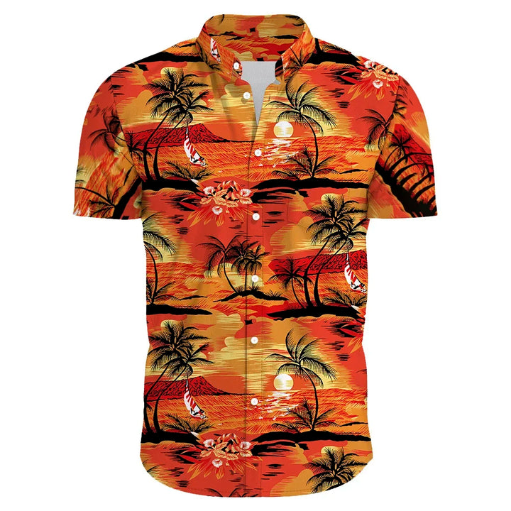 Rafael | Hawaii Hemd mit Sonnenuntergang Print