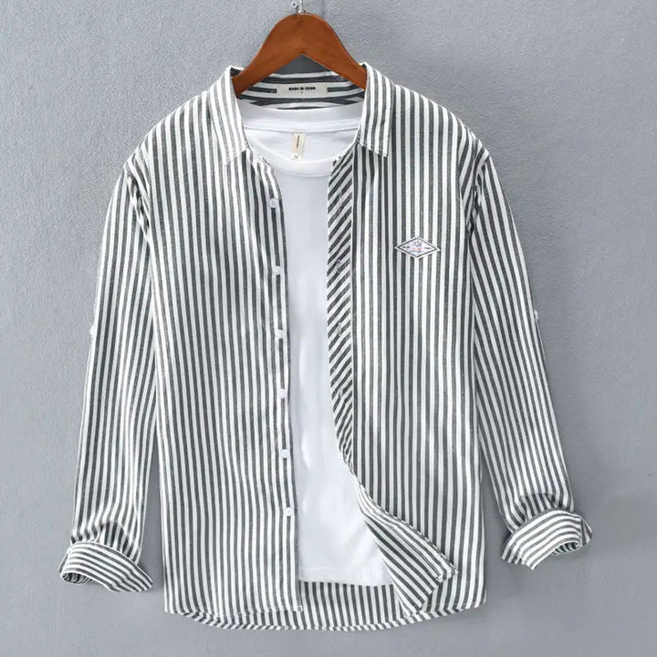 Herren Freizeithemd | Reguläre Passform mit Vertikalstreifen | Lange Ärmel | Smart Casual Look