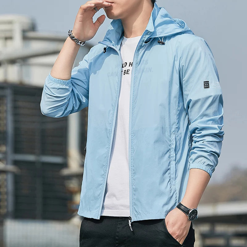 Herren Freizeit Windjacke | Kapuzenjacke mit Reissverschluss | Reguläre Passform | Outdoor Freizeitstil
