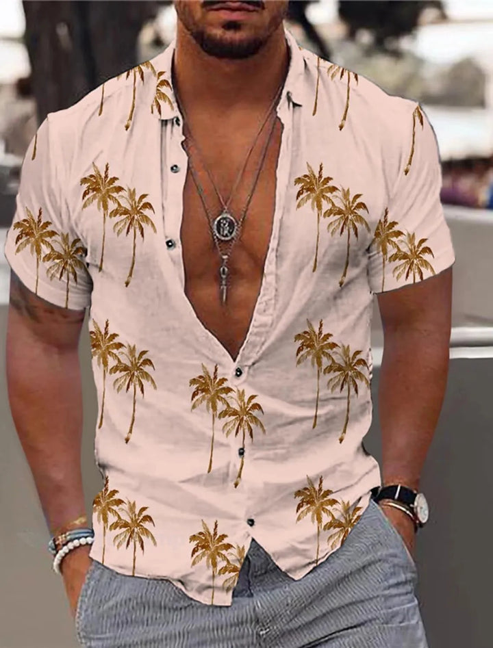 Bastian | Hawaii Hemd mit Palmen Print