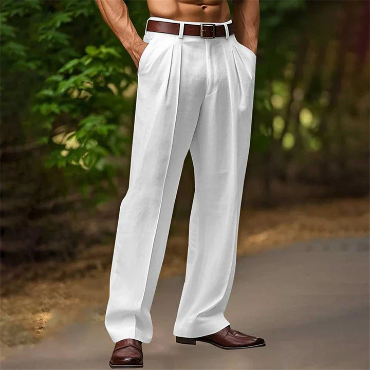 Herren Anzughose mit hoher Taille und Falten | Seitentaschen