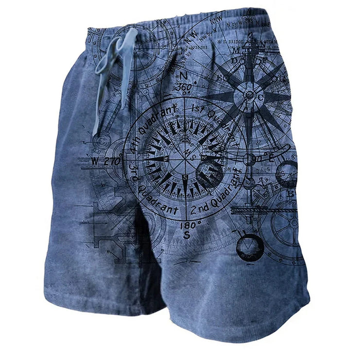 Kai | Beach Shorts mit Kompass Print