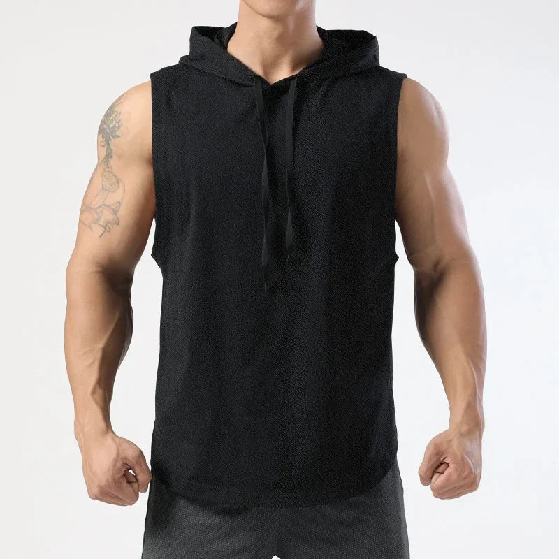 Herren Ärmelloser Hoodie | Bequeme Passform mit Kapuze | Pullover-Design | Freizeit und Training