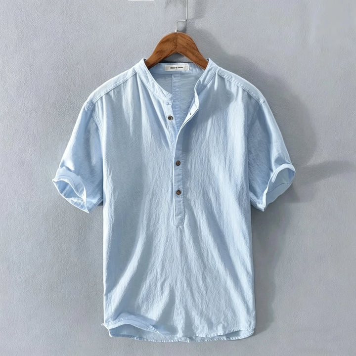 Herren Henley-T-Shirt | Kurze Ärmel und V-Ausschnitt mit Knopfleiste | Lässiger Reisestil