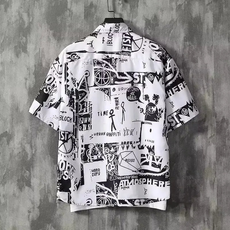 Adrian | Kurzarmhemd mit Graffiti Print