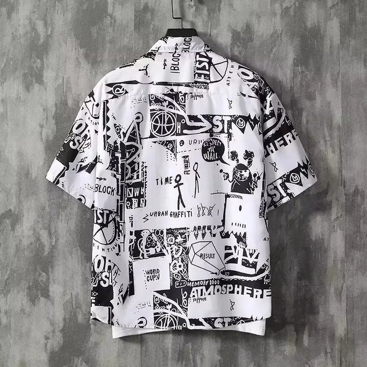 Adrian | Kurzarmhemd mit Graffiti Print