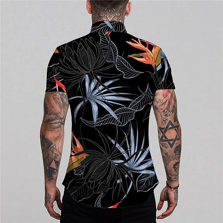 Nicolas | Hawaii Hemd mit Blatt Print