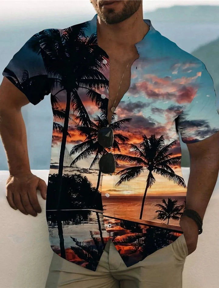 Bastian | Hawaii Hemd mit Palmen Print