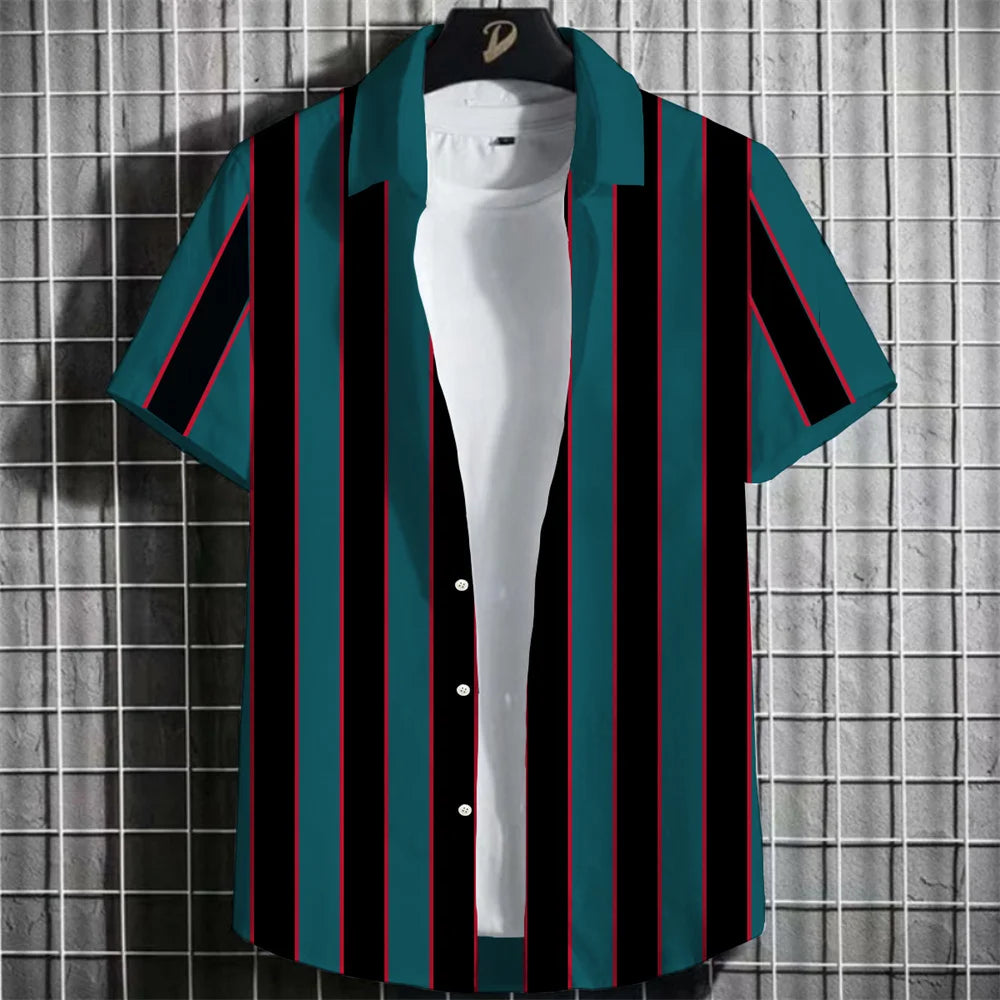 Matteo | Hawaii Hemd mit Streifen Print