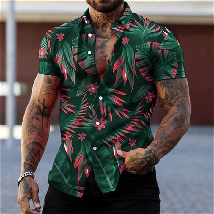 Anton | Hawaii Hemd mit Gold Blatt Print