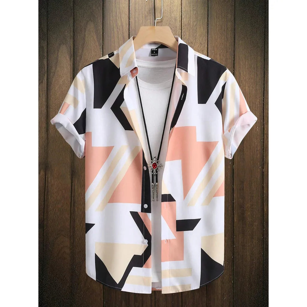 Leandro | Hawaii Hemd mit Geo Print