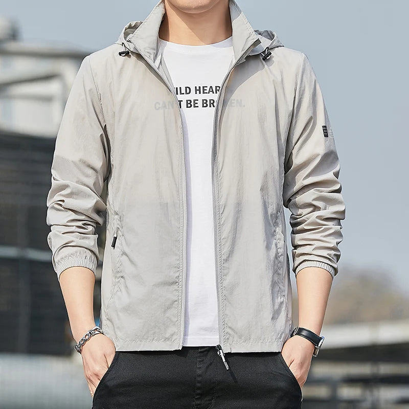 Herren Freizeit Windjacke | Kapuzenjacke mit Reissverschluss | Reguläre Passform | Outdoor Freizeitstil