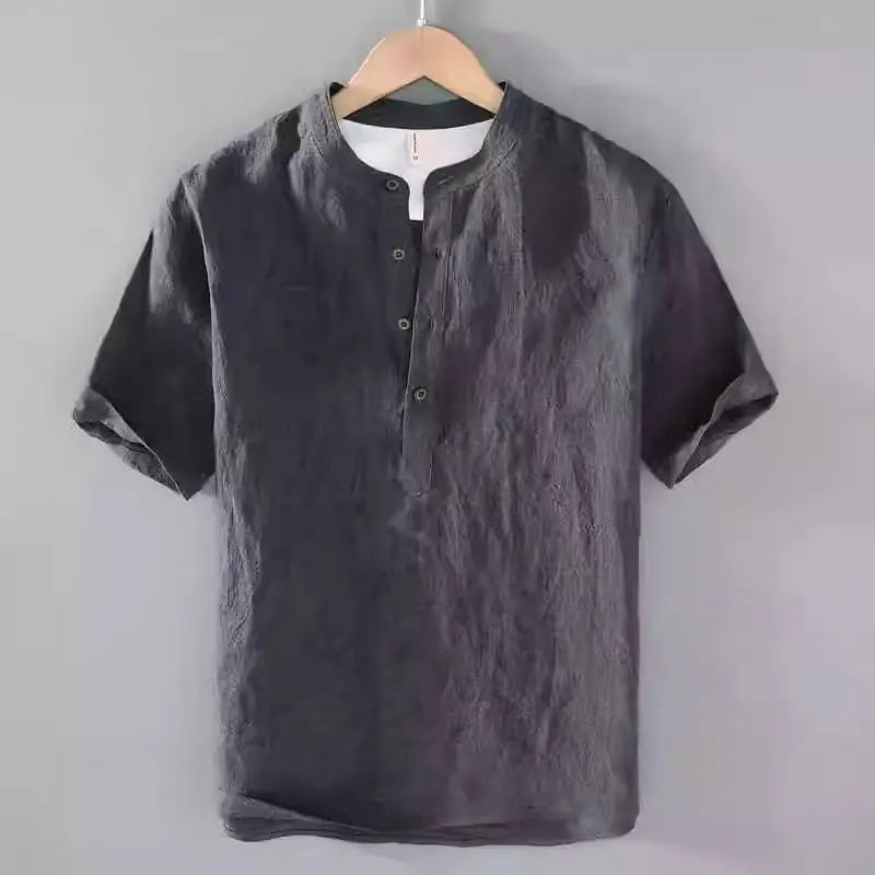 Herren Henley-T-Shirt | Kurze Ärmel und V-Ausschnitt mit Knopfleiste | Lässiger Reisestil