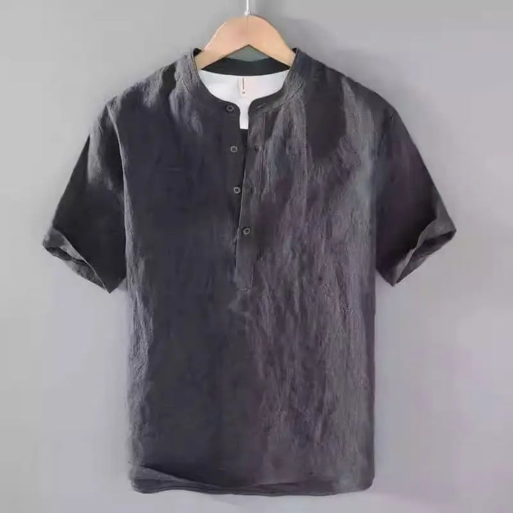Herren Henley-T-Shirt | Kurze Ärmel und V-Ausschnitt mit Knopfleiste | Lässiger Reisestil