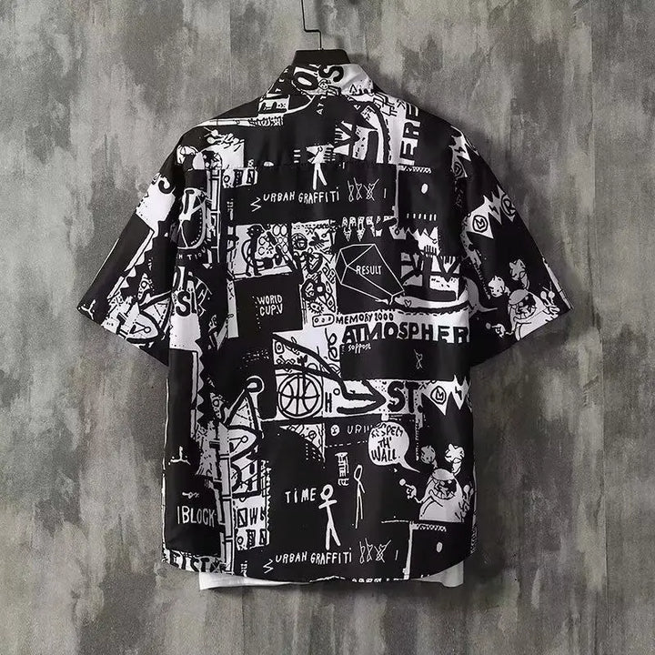 Adrian | Kurzarmhemd mit Graffiti Print