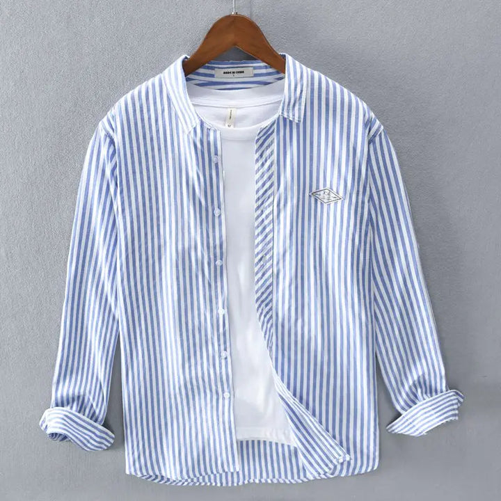 Herren Freizeithemd | Reguläre Passform mit Vertikalstreifen | Lange Ärmel | Smart Casual Look