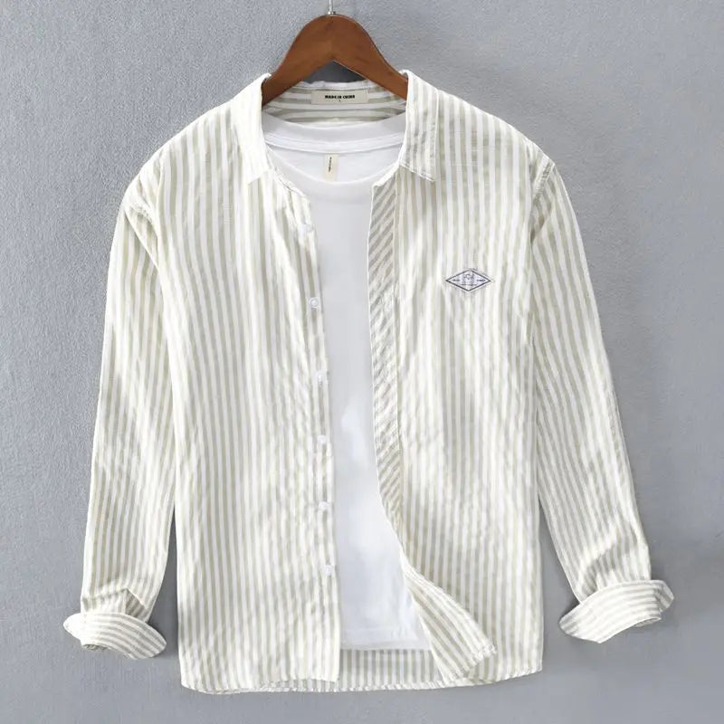 Herren Freizeithemd | Reguläre Passform mit Vertikalstreifen | Lange Ärmel | Smart Casual Look