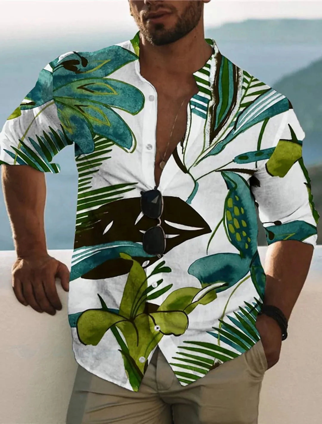 Bastian | Hawaii Hemd mit Palmen Print