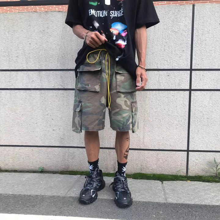 Men's Camouflage Cargo Shorts | Drawstring Waist and Loose Fit | Modern Streetwear Look