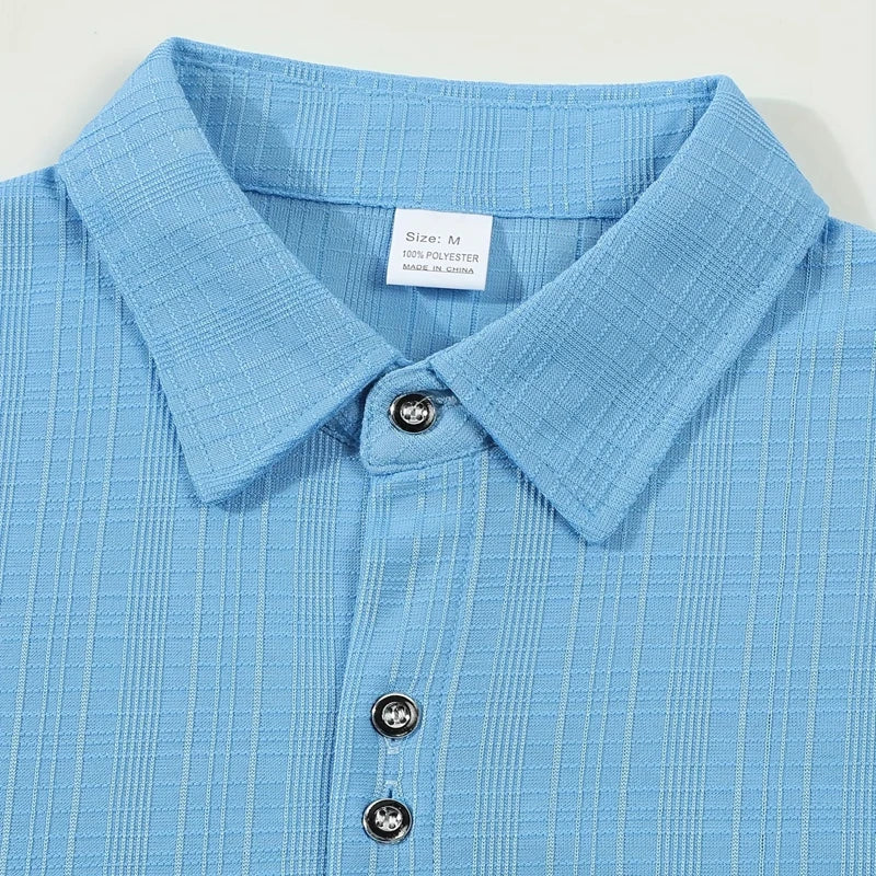Herren Poloshirt mit Strukturmuster | Kurze Ärmel und Knopfleiste | Stilvoller Freizeitlook