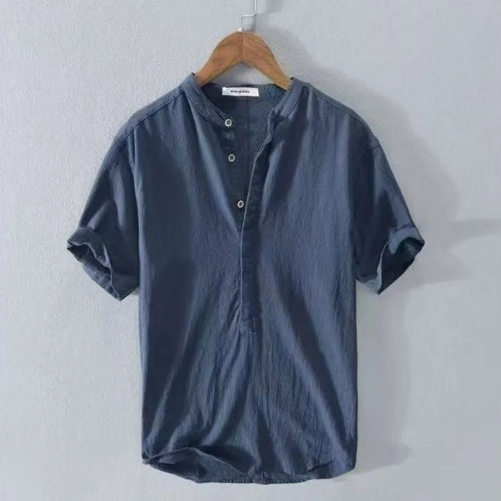 Herren Henley-T-Shirt | Kurze Ärmel und V-Ausschnitt mit Knopfleiste | Lässiger Reisestil
