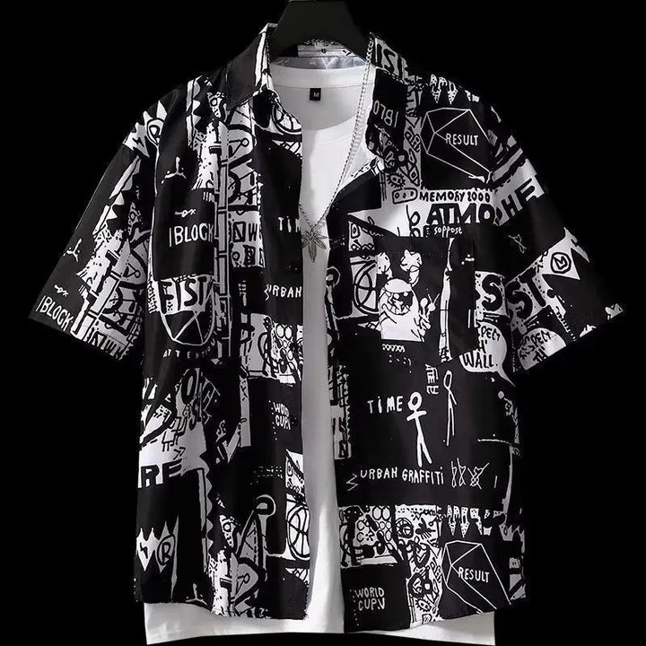Adrian | Kurzarmhemd mit Graffiti Print