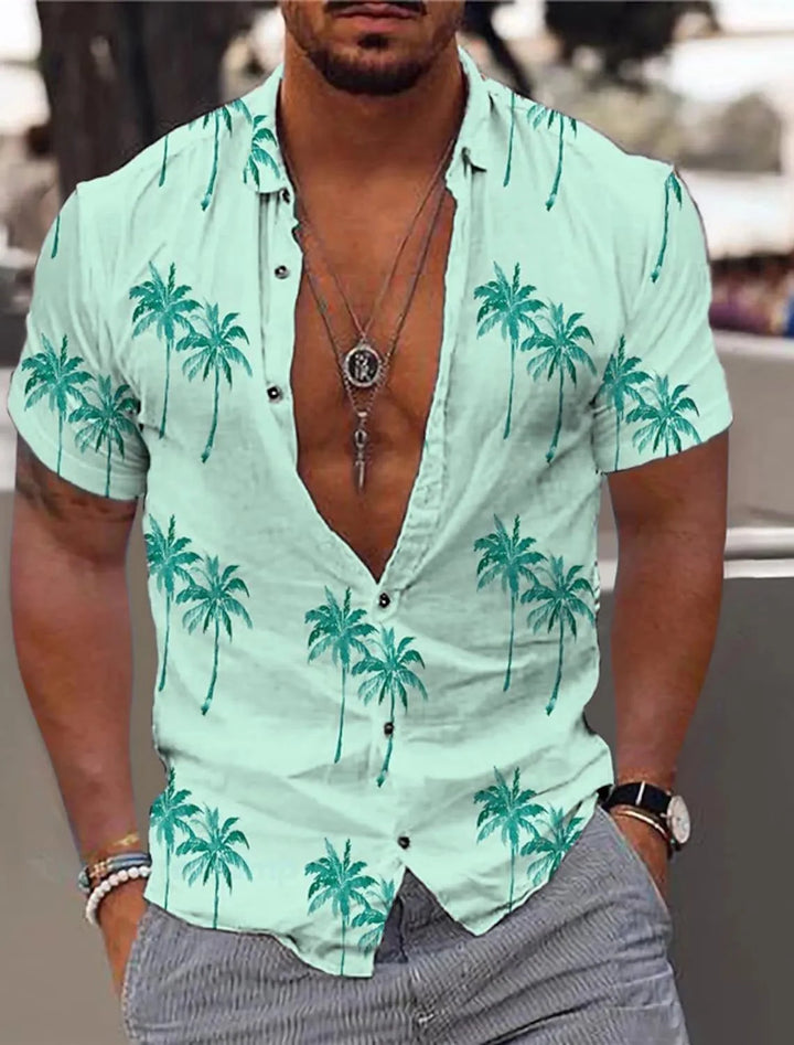 Bastian | Hawaii Hemd mit Palmen Print