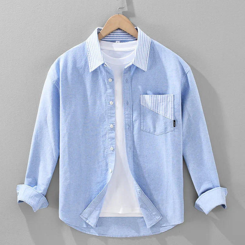 SwissFellas Herren Langarmhemd im klassischen Button-Up-Stil, reguläre Passform