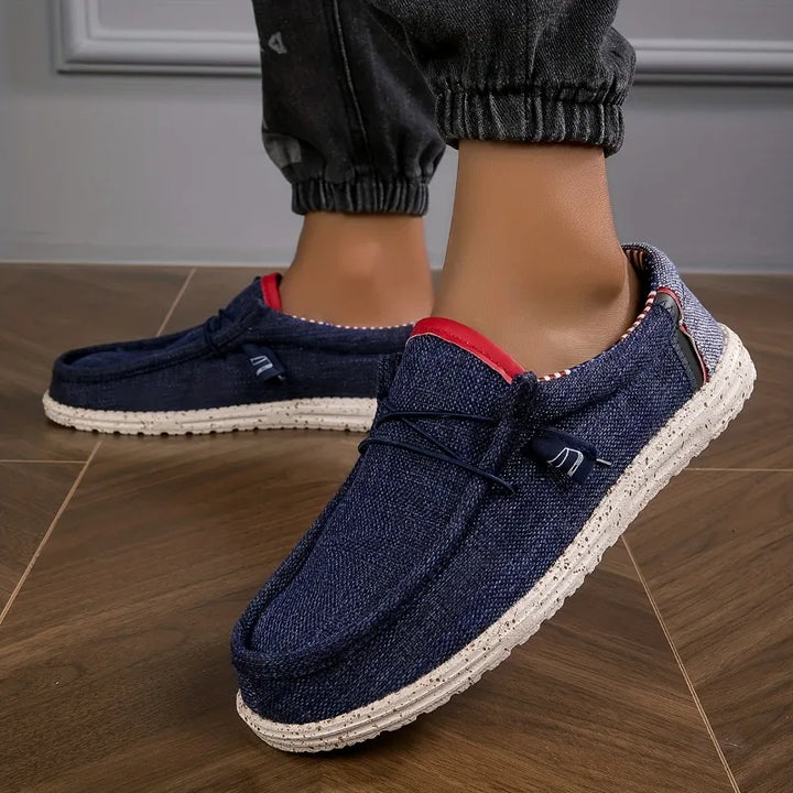 SwissFellas Herren Canvas Loafer, leichte Slip-on Freizeitschuhe