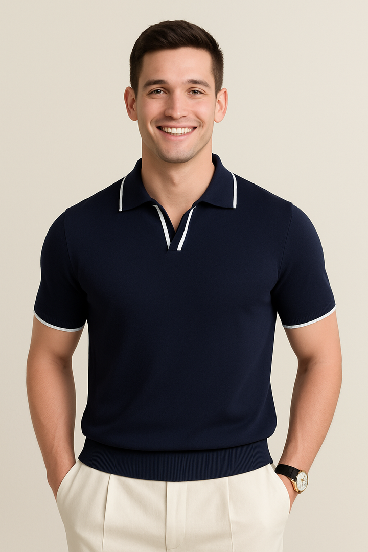 Colin | Herren Strick Polo mit Kontrastkante
