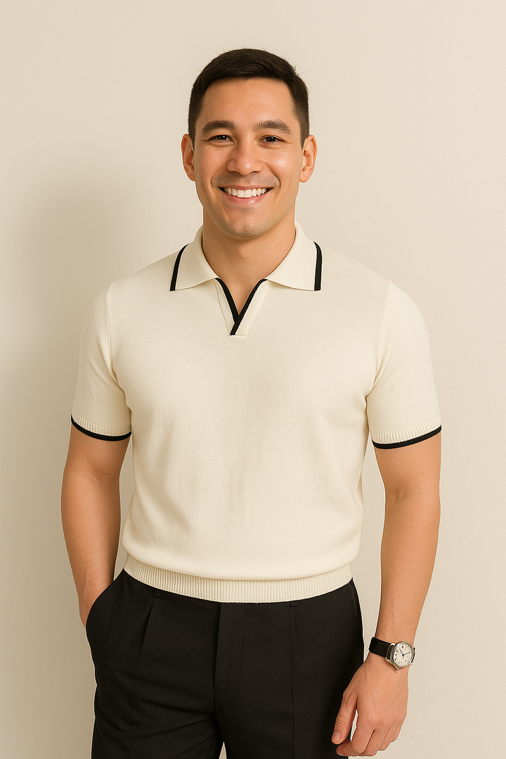 Colin | Herren Strick Polo mit Kontrastkante