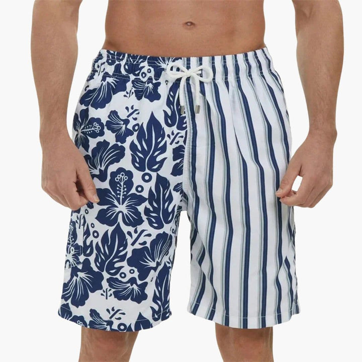SwissFellas Herren Badeshorts mit tropischem Muster, reguläre Passform