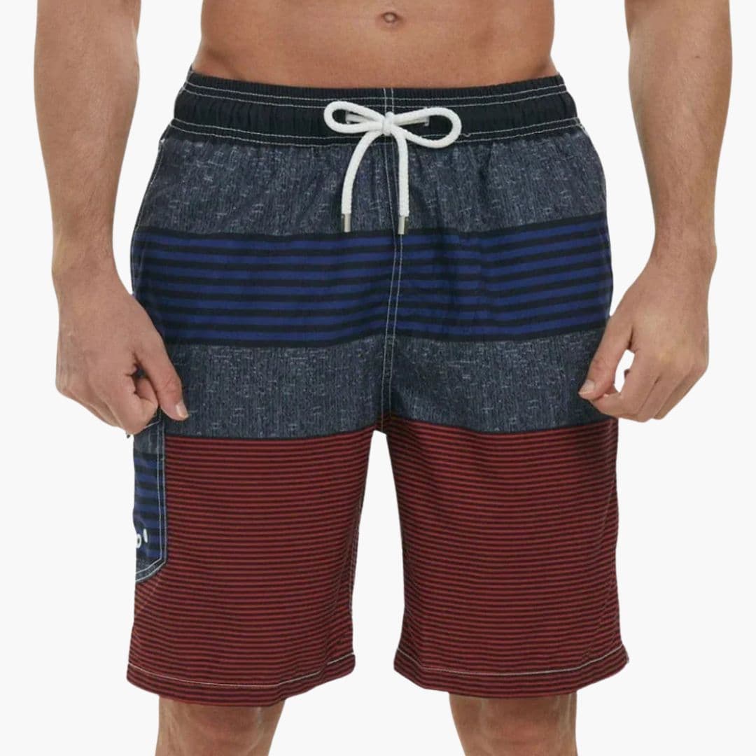 SwissFellas Herren Badeshorts mit tropischem Muster, reguläre Passform